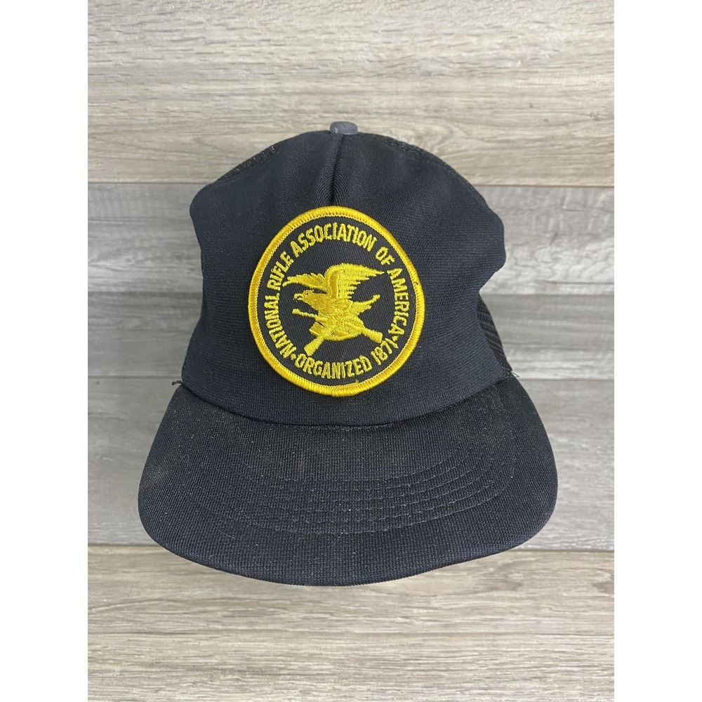 Vintage NRA Hat Cap Snap Back One Size Black Mesh Trucker Mens USA Hunting